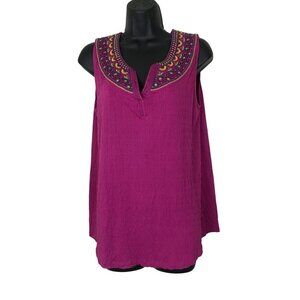 Anthropologie Akemi Kin Vizela Embroidered With Beading Pink Top Size S